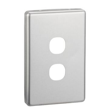 Switch Cover Plate 2Gang Brushed Aluminium