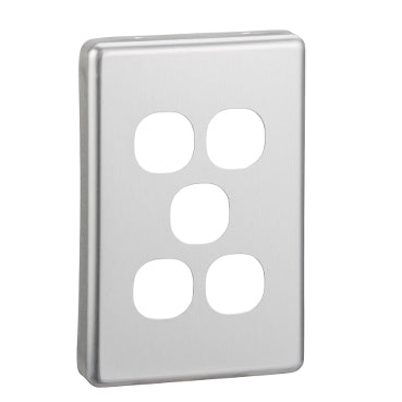 Switch Cover Plate 5Gang Brushed Aluminium