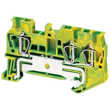 NSY Spring Terminal 2.5mm 3pt Green/Yellow Protective Earth