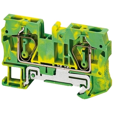NSY Spring Terminal 6mm 2pt Green/Yellow Protective Earth