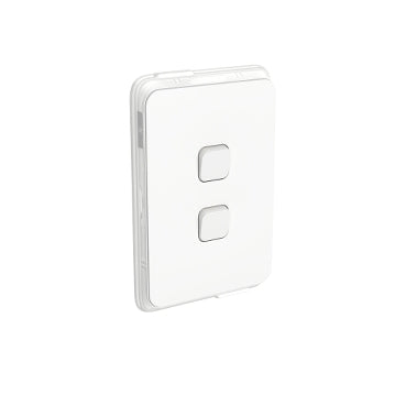 Iconic Switch Double 20A Waterproof Vert White IP44