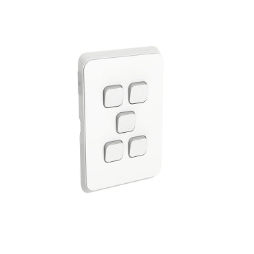 Iconic Cover Plate Skin 5Gang V/H White