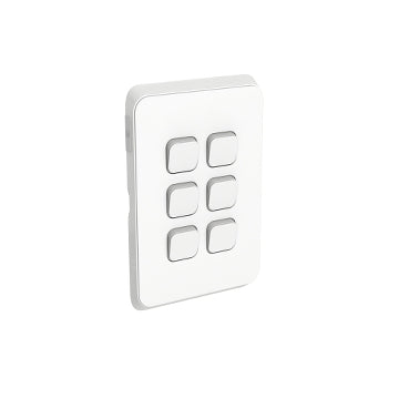 Iconic Cover Plate Skin 6Gang V/H White