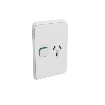 Iconic Cover Plate Skin Sw Socket 10A Sgl Vert Cool Grey