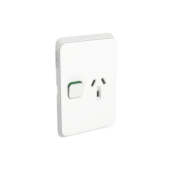 Iconic Cover Plate Skin Switched Socket 10A Sgl Vert White