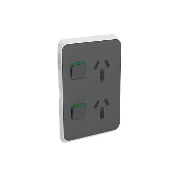 Iconic Cover Plate Skin Sw Socket 10A Dbl Vert Anthracite