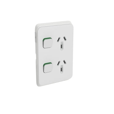 Iconic Cover Plate Skin Sw Socket 10A Dbl Vert Cool Grey