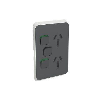 Iconic Cover Plate Skin Sw Socket Dbl Vert Ext Sw Anthracite