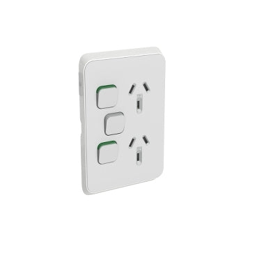 Iconic Cover Plate Skin Sw Socket Dbl Vert Ext Sw Cool Grey