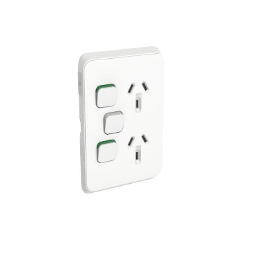 Iconic Cover Plate Skin Sw Socket Dbl Vert Extra Sw White