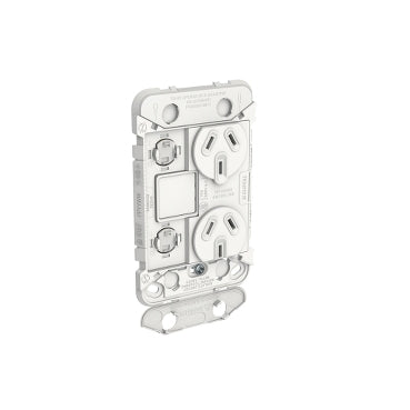 Iconic Sw Socket 10A Double Vert Extra Switch Grid Only