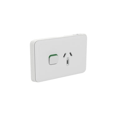 Iconic Cover Plate Skin Sw Socket 10A Sgl Horiz Cool Grey