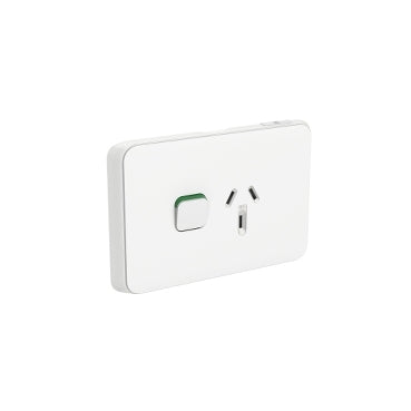 Iconic Cover Plate Skin Switched Socket 10A Sgl Horiz White