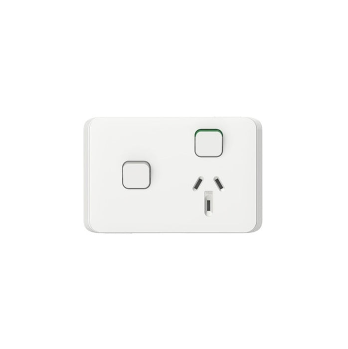 Iconic Sw Socket 10A Single Horz Less Extra Sw White