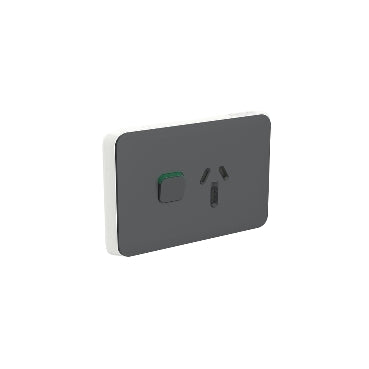 Iconic Cover Plate Skin Sw Socket 15A Sgl Horiz Anthracite
