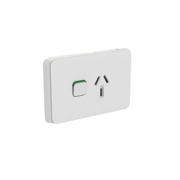 Iconic Cover Plate Skin Sw Socket 20A Sgl Horiz Cool Grey