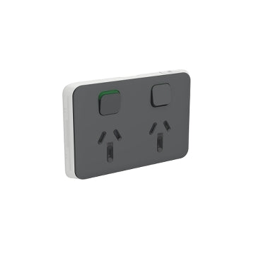 Iconic Cover Plate Skin Sw Socket 10A Dbl Horiz Anthracite