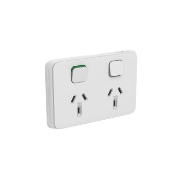 Iconic Cover Plate Skin Sw Socket 10A Dbl Horiz Cool Grey