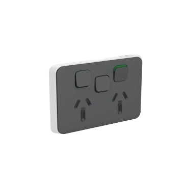 Iconic Cover Plate Skin Sw Socket Dbl Horz Ext Sw Anthracite