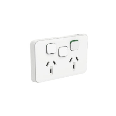 Iconic Sw Socket 10A Double Horiz Extra Switch White
