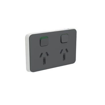 Iconic Cover Plate Skin Sw Socket 15A Dbl Horiz Anthracite