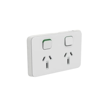 Iconic Cover Plate Skin Sw Socket 15A Dbl Horiz Cool Grey
