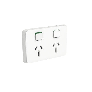 Iconic Cover Plate Skin Sw Socket 15A Dbl Horiz White