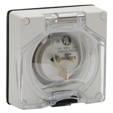 Appliance Inlet 3Pin 15A 250V 1Ph IP66 Grey