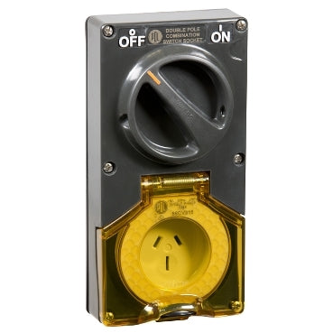 Sw Socket 3Pin 15A 250V 1Ph IP66 Chemical Grey