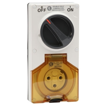 Sw Socket 3Pin 20A 250V 1Ph IP66 White
