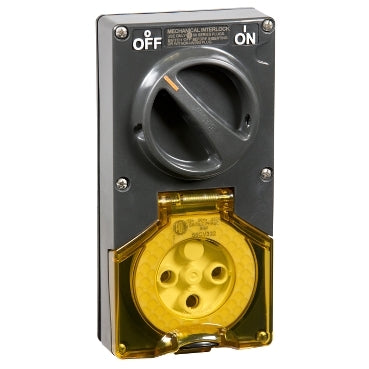 Sw Socket 3Pin 32A 250V 1Ph IP66 Chemical Grey