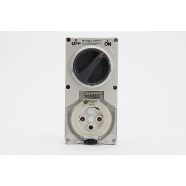 Sw Socket 3Pin 32A 250V 1Ph IP66 Grey