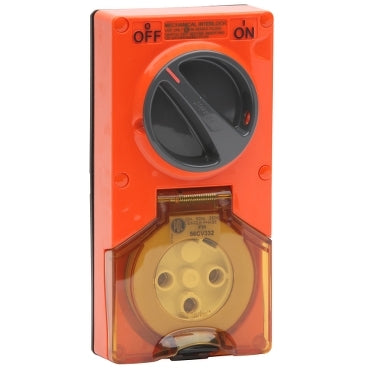 Sw Socket 3Pin 32A 250V 1Ph IP66 Orange