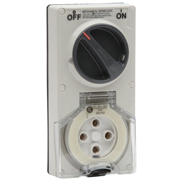 Sw Socket 4Pin 32A 500V 3Ph IP66 Grey