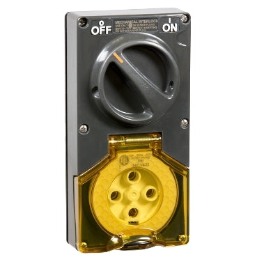 Sw Socket 4Pin 32A 500V 3Ph IP66 Chemical Grey