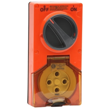 Sw Socket 4Pin 32A 500V 3Ph IP66 Orange