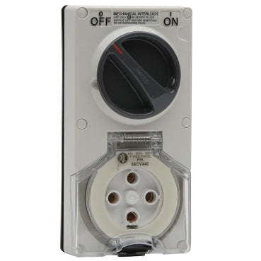 Sw Socket 4Pin 40A 500V 3Ph IP66 Grey