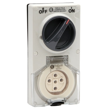 Sw Socket 5Pin 20A 500V 3Ph IP66 Grey