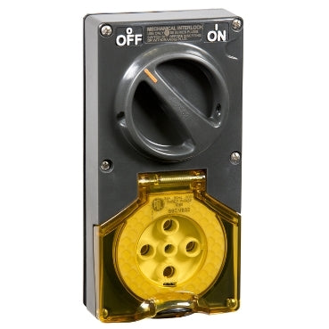 Sw Socket 5Pin 32A 500V 3Ph IP66 Chemical Grey