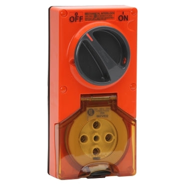 Sw Socket 5Pin 32A 500V 3Ph IP66 Orange
