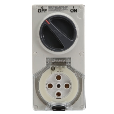 Sw Socket 5Pin 32A 500V 3Ph IP66 Grey
