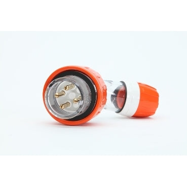 Valox Plug Angled Keyway 4Pin 16A 500V 3Ph IP66 Orange