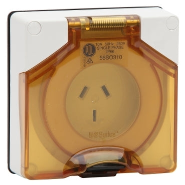 Socket 3Pin 10A 250V 1Ph IP66 White