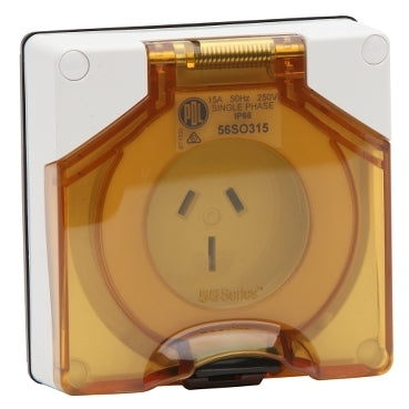 Socket 3Pin 15A 250V 1Ph IP66 White