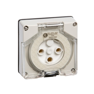Socket 3Pin 32A 250V 1Ph IP66 Grey