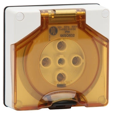 Socket Outlet 5Pin 32A 500V 3Ph IP66 White