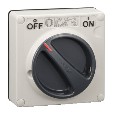 Switch 16A 2P 250V IP66 Grey