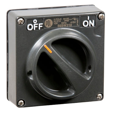 Switch 10A 3P 500V IP66 Chemical Grey