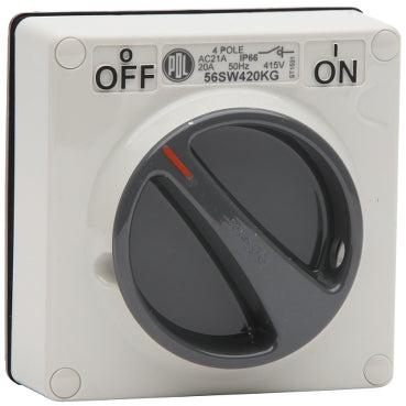 Switch Motor Rated 20A 4P 500V IP66 Grey