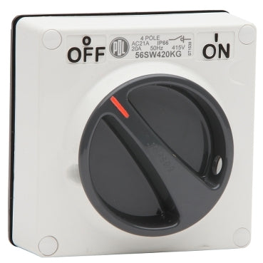 Switch Motor Rated 20A 4P 500V IP66 White